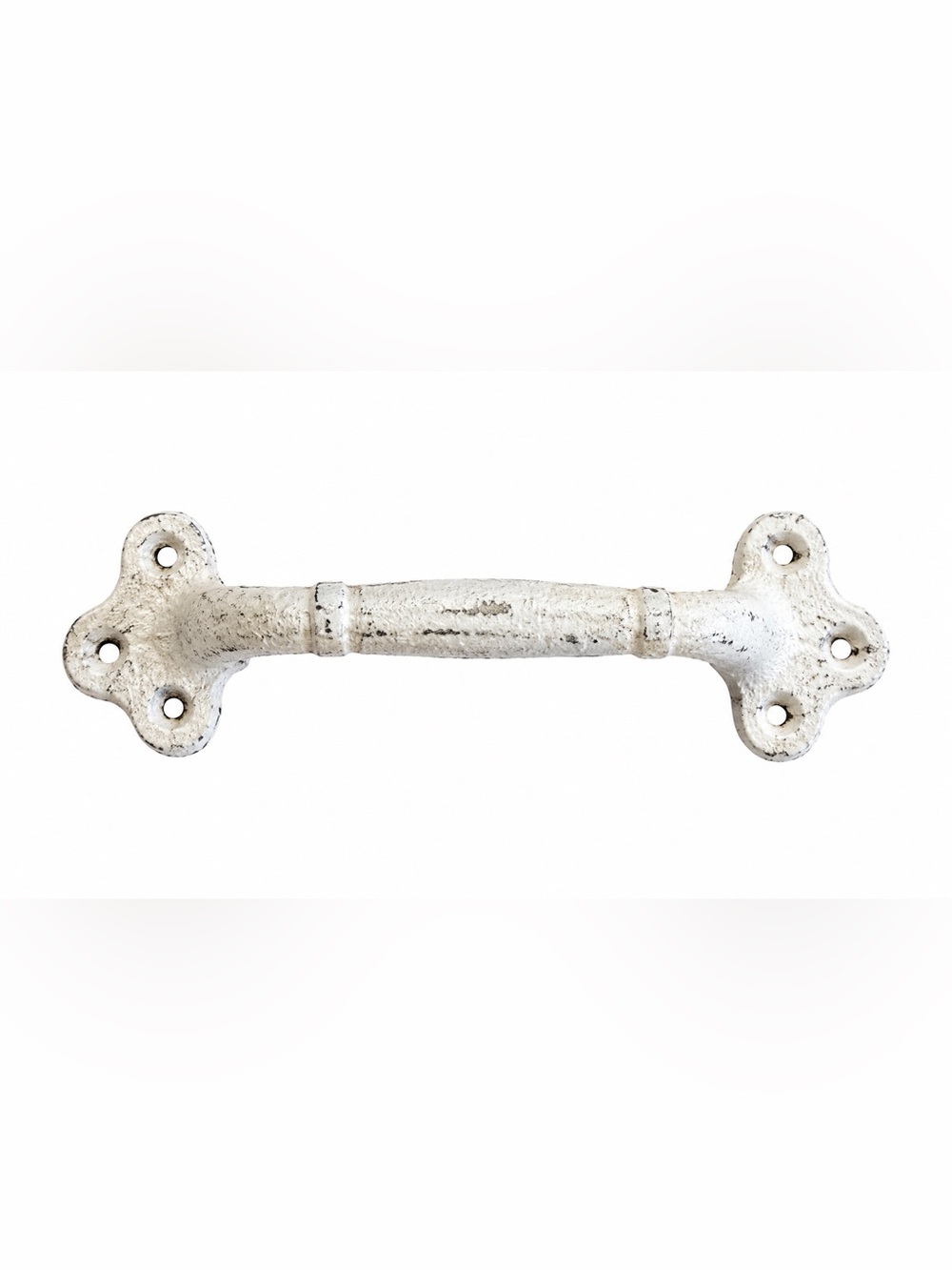 White Antique-Style Cast Iron Drawer Pull - Picture 2 of 7